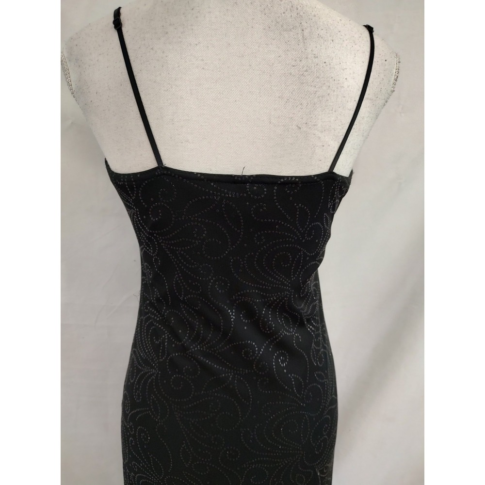 Vintage 90s Dress Next Up Sexy Black Slip Dress Glitter Overlay Wrap Skirt Sz M - Picture 6 of 7